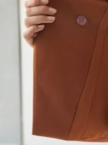 MOTF PREMIUM SOLID FLAP DETAIL BUCKLE BELTED MIDI DRESS