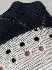 Calvaya Maglione lavorato a maglia con motivo geometrico traforato e blocchi di colore, casual per primavera e autunno, taglie comode