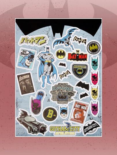 Batman X ROMWE Cartoon Characters & Letter Pattern Wall Decals,Renovation Stickers Peel Wall Panels,Wall Paper, Spring Decoration Items Refresh Your Home