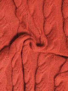 SHEIN LUNE 大码正面纽扣休闲宽松秋季开衫毛衣，长袖 - 橘色 - 查看 6