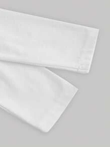 SHEIN MOD Áo thun dài tay cổ tròn phối ren cho nữ, mặc thường ngày - Đen và trắng - Xem 4