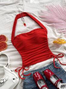 Soleia 夏季休闲合身抽绳领背心