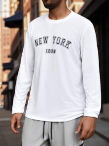 Manfinity RelaxMax Áo thun nam in chữ thường ngày mùa xuân và thu - trắng - Xem 5