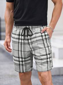 Manfinity ModaGents 2pcs  Solid Color Patchwork Short Sleeve Casual Top And Shorts Set