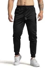 Manfinity Homme Pantalón de chándal de unicolor con bolsillo minimalista y cordón delantero para hombre, uso casual diario, joggers - Multicolor - Ver 3