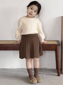 DAZY Young Girl Knit Sweater Set - Apricot - View 7