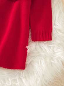 Vestido de suéter rojo para bebé niña, suave y cómodo, adecuado para Navidad, fiesta de Año Nuevo, Halloween, se puede usar dentro o fuera - Rojo - Ver 6