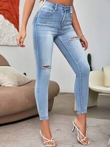 Mid-Waisted Slim-Fit Cropped Jeans