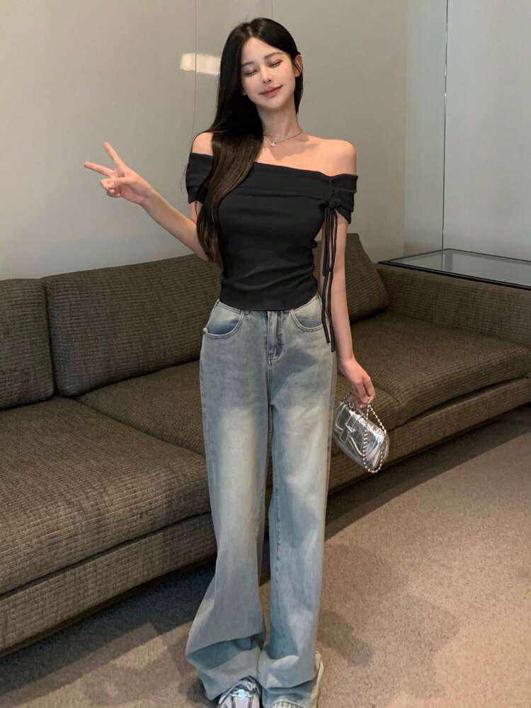 Women Off-Shoulder Knitted Top