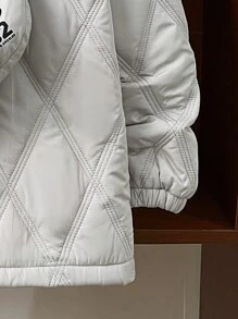 2pcs Tween Boy Quilted Padded Collar Jacket And Messenger Bag Set, Casual Style For Fall And Winter - Grey - View 6