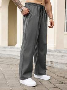 Manfinity Homme Pantalon décontracté à lacets pour hommes grande taille