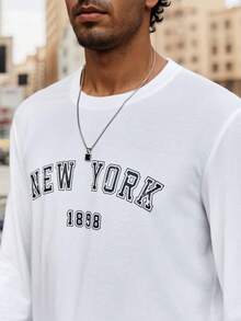 Manfinity RelaxMax Áo thun nam in chữ thường ngày mùa xuân và thu - trắng - Xem 3