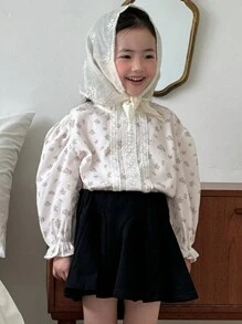 Dazy Kids Quần áo mùa thu cho bé gái, Áo sơ mi in họa tiết hoa toàn thân cho bé gái, Quần áo đi học cho bé gái dịp Lễ Phục Sinh - Màu be - Xem 2