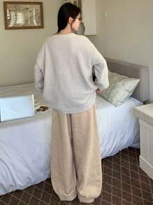 DAZY Cute Bear Jacquard Pajama Set Fall,Winter - Light Grey - View 2