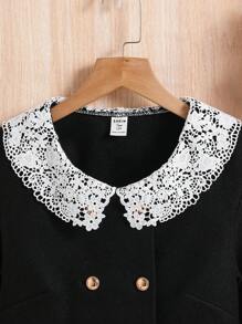 Top elegante de manga larga informal para adolescentes, chaqueta tejida decorada con botones dorados