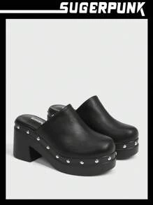 Sugerpunk 女士纯色厚底便鞋新年假期 - 黑色 - 查看 2