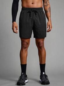 Manfinity Fitness Pantalones cortos de hombre de unicolor con cordón en la cintura para uso diario, acondicionamiento físico y entrenamiento
