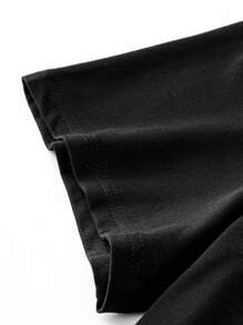 SHEIN LUNE 大码女式字母印花休闲时尚 T 恤连衣裙，夏季黑色 - 黑色 - 查看 4