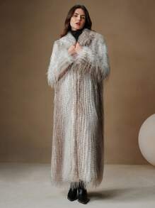 Anewsta 新款秋冬时尚蓬松长款外套，优雅淑女风蓬松毛绒外套 - 淺灰色 - 查看 4