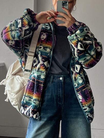 DAZY Women's Lapel Loose Regular Jacket,Fall Clothes