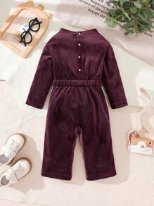 Mono deportivo casual de terciopelo unisex para niños pequeños, primavera y otoño - Rojo violeta - Ver 2