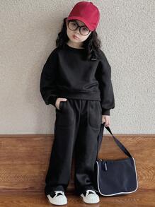 Dazy Kids 2件套女童针织抓绒字母印花卫衣套装，秋冬款