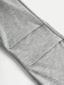 SHEIN Tween 女童荷叶边及膝喇叭裤，休闲时尚褶皱运动裤 - 淺灰色 - 查看 4