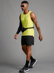 Manfinity Fitness Pantalones cortos de hombre de unicolor con cordón en la cintura para uso diario, acondicionamiento físico y entrenamiento
