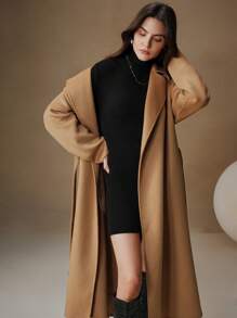 Anewsta 驼绒双面毡手工中长款现代都市高端优雅收腰女式夹克