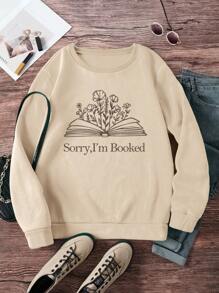 INAWLY 大码爱书人休闲运动衫、图书管理员礼物、书虫圆领长袖运动衫