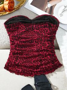 SHEIN VCAY Dames Casual Gebreide Mesh Luipaard Print Getailleerd Camisole Top