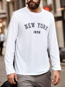 Manfinity RelaxMax Áo thun nam in chữ thường ngày mùa xuân và thu - trắng - Xem 1