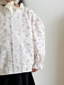 Dazy Kids Quần áo mùa thu cho bé gái, Áo sơ mi in họa tiết hoa toàn thân cho bé gái, Quần áo đi học cho bé gái dịp Lễ Phục Sinh - Màu be - Xem 7