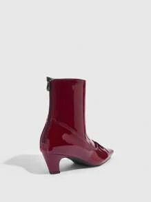 CUCCOO CHICEST Botas de tobillo versátiles y de tacón bajo para mujer, con aire festivo de Navidad y Año Nuevo, para otoño e invierno y San Valentín - Burdeos - Ver 5