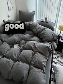 Bộ chăn ga gối siêu mềm 3 món Ins Style màu trơn (1 vỏ chăn, 2 vỏ gối, không có ruột) - Nhiều màu - Xem 1