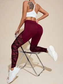 Leggings deportivos de mujer con estampado simple para el Año Nuevo Chino - Burdeos - Ver 7