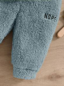 SHEIN 新生男婴/女婴可爱刺绣字母图案连帽夹克和裤子套装，秋冬