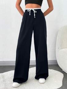 SHEIN Tall TALL WOMEN BOTTOM  AND  COMFORT PANT - Navy Blue - View 5