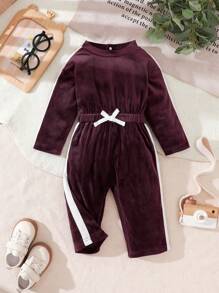 Mono deportivo casual de terciopelo unisex para niños pequeños, primavera y otoño - Rojo violeta - Ver 3
