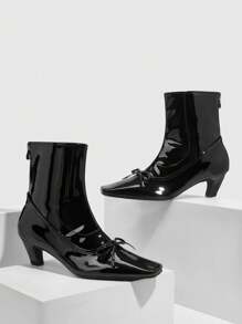 CUCCOO CHICEST 女士时尚低跟黑色中筒靴秋季 - 黑色 - 查看 1