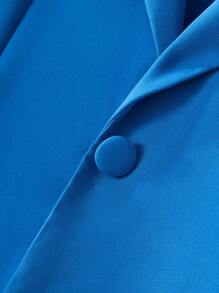 SHEIN Lady 2 件套亮蓝色西装外套和短裤，优雅的工作装 - 藍色 - 查看 8