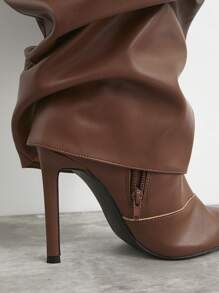 SHUZIA Giày bốt cao gót qua đầu gối dành cho nữ, kiểu dáng stiletto, có nắp gập, thích hợp cho kỳ nghỉ hè, du lịch mùa xuân, lễ Phục sinh và Giáng sinh. - màu nâu - Xem 4