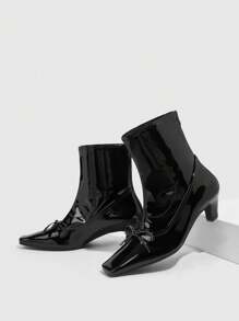 CUCCOO CHICEST 女士时尚低跟黑色中筒靴秋季 - 黑色 - 查看 5