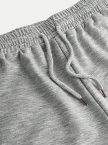 SHEIN Tween 女童荷叶边及膝喇叭裤，休闲时尚褶皱运动裤 - 淺灰色 - 查看 3