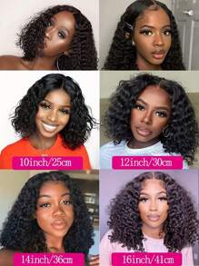 Kinky Curly Bob 13 X 4 X 1 T-Part Lace Natural Black Wig Short Curly Wig Cheap Hair Replacement Wig Daily Use - SNatural - View 4