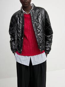 BizChic 女士休闲黑色短款飞行飞行员夹克秋季女装 - 黑色 - 查看 3