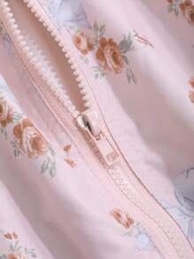 DAZY Young Girls Allover Print Hooded Cardigan, Fall - Pink - View 8