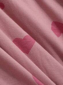 DAZY 2 件套青少年女孩秋季全印花圆领服装，返校服装 - 粉色 - 查看 7