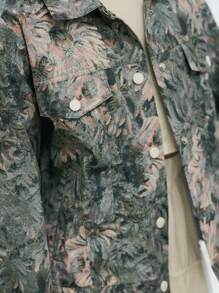 Girls' Floral All-Over Print Jacket, Countryside Style, Autumn - Blue - View 5