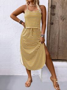 SHEIN LUNE Plus Size Women Stripe Print Slip Dress - Multicolor - View 6